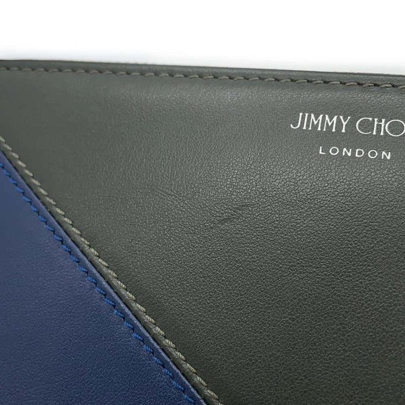 Jimmy Choo Blue Green Leather Long Wallet (Bi-Fold) (Pre-Owned)