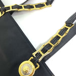 Versace Black Gold Nylon Shoulder Bag Tote Bag (Pre-Owned)