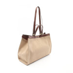 Fendi Beige Brown Canvas Leather Tote Bag (Pre-Owned)