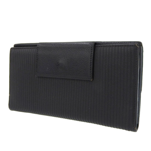 Bvlgari Millerighe Black Leather Long Wallet (Tri-Fold) (Pre-Owned)