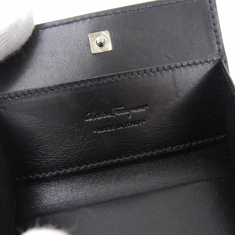 Salvatore Ferragamo Black Leather Coin Purse/Coin Case (Pre-Owned)