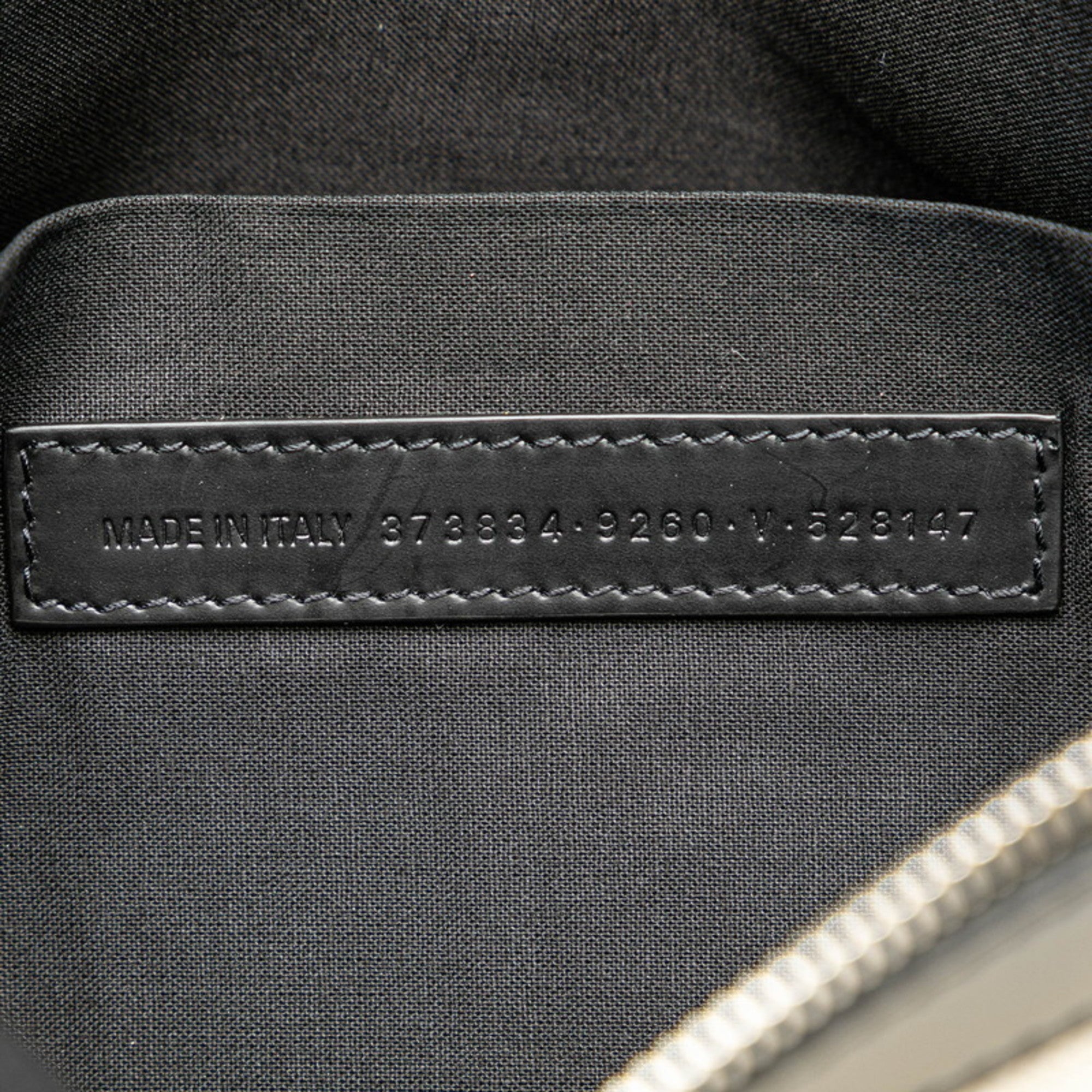 Balenciaga Beige Black Canvas Leather Clutch Bag (Pre-Owned)