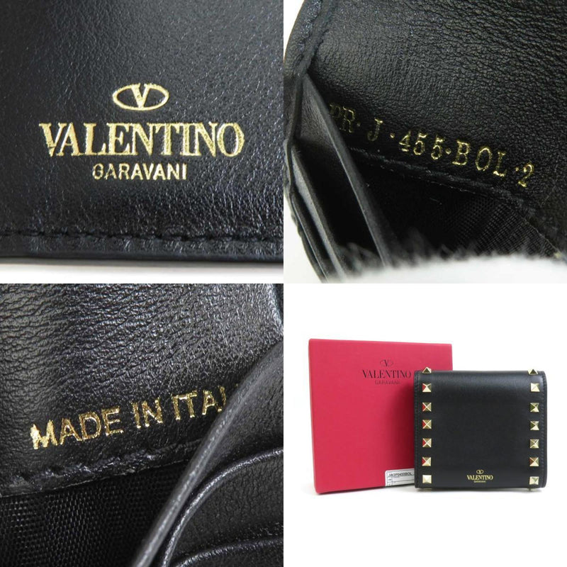 Valentino Garavani Black Leather Wallet (Tri-Fold) (Pre-Owned)