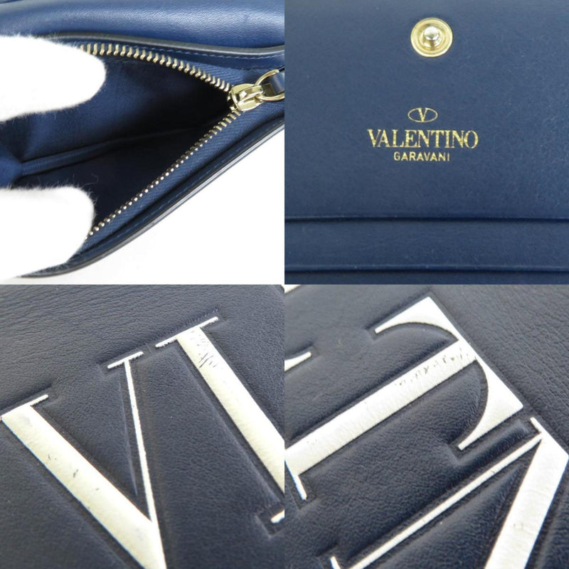 Valentino Garavani Navy Leather Wallet (Bi-Fold) (Pre-Owned)