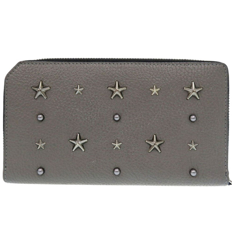 Jimmy Choo Gray Leather Long Wallet (Bi-Fold) (Pre-Owned)