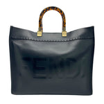 Fendi Black Brown Leather Handbag Shoulder Bag (Pre-Owned)