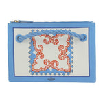 Valentino Garavani Ivory Light Blue Orange Canvas Clutch Bag Handbag Pouch (Pre-Owned)