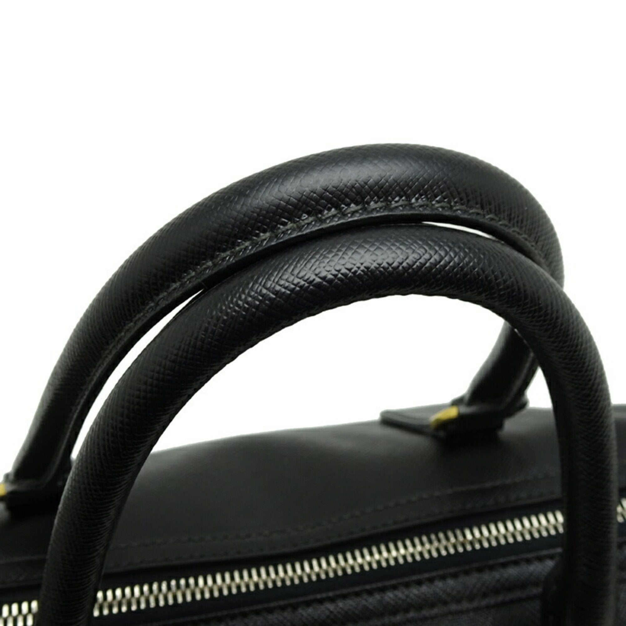 Prada Black Nero Leather Boston Bag Handbag (Pre-Owned)