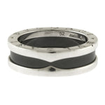 Bvlgari Silver Ceramic Silver 925 Band Ring (Pre-Owned)