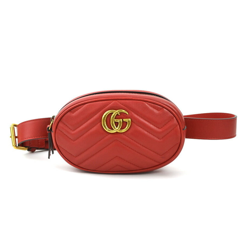 Gucci Red Color Leather Fanny Pack (Pre-Owned)