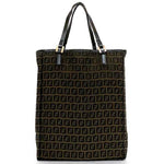 Fendi Black Brown Canvas Leather Tote Bag (Pre-Owned)