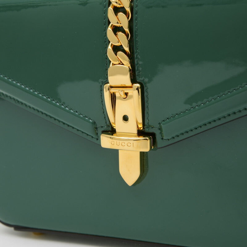 Gucci Green Patent Leather Handbag Shoulder Bag (Pre-Owned)