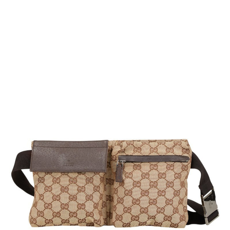 Gucci Beige Brown Canvas Leather Fanny Pack (Pre-Owned)