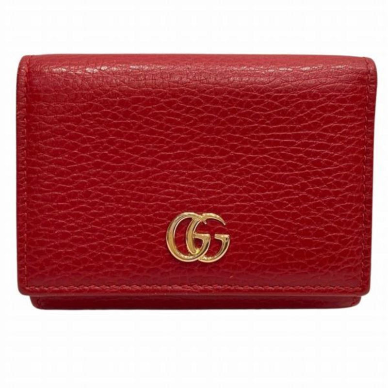 Gucci Red Color Leather Wallet (Tri-Fold) (Pre-Owned)