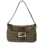 Fendi Brown Khaki Canvas Shoulder Bag (Pre-Owned)