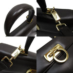 Salvatore Ferragamo Dark Brown Leather Handbag Shoulder Bag (Pre-Owned)