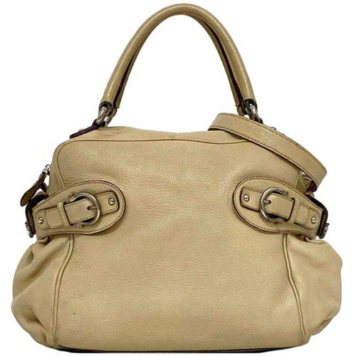 Salvatore Ferragamo Beige Leather Boston Bag Shoulder Bag Tote Bag (Pre-Owned)