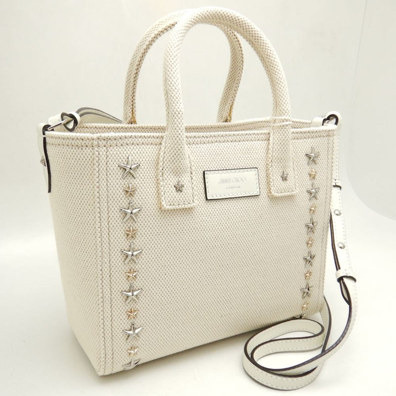 Jimmy Choo Gold Silver Canvas Handbag (Pre-Owned)