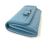 Salvatore Ferragamo Blue Leather Long Wallet (Bi-Fold) (Pre-Owned)