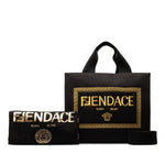 Fendi Black Canvas Shoulder Bag Tote Bag (Pre-Owned)