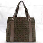 Bvlgari Logomania Brown Canvas Leather Handbag Tote Bag (Pre-Owned)