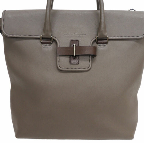 Salvatore Ferragamo Brown Grayish Leather Tote Bag (Pre-Owned)