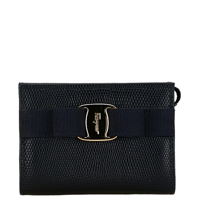 Salvatore Ferragamo Black Navy Leather Pouch (Pre-Owned)