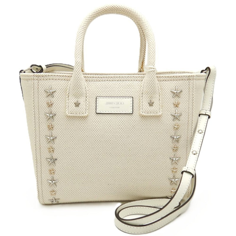 Jimmy Choo Gold Silver Canvas Handbag (Pre-Owned)