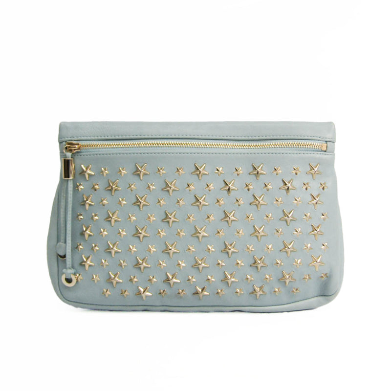 Jimmy Choo Light Blue Leather Clutch Bag (Pre-Owned)