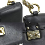 Valentino Garavani Black Gold Leather Metal Shoulder Bag (Pre-Owned)