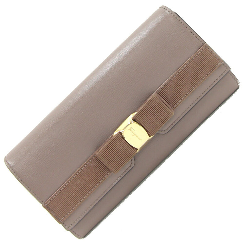 Salvatore Ferragamo Brown Leather Long Wallet (Bi-Fold) (Pre-Owned)