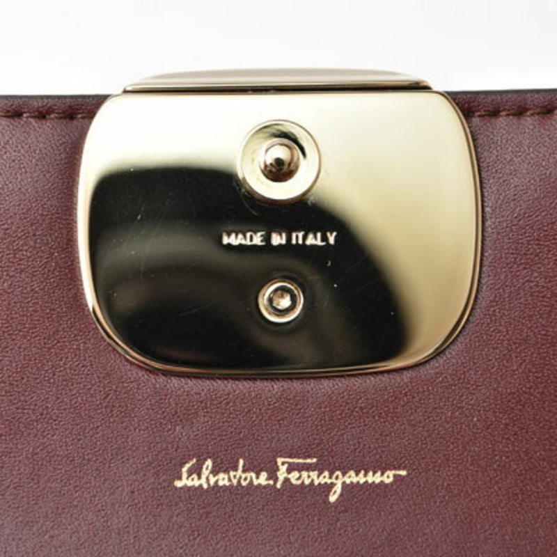 Salvatore Ferragamo Burgundy Leather Long Wallet (Bi-Fold) (Pre-Owned)