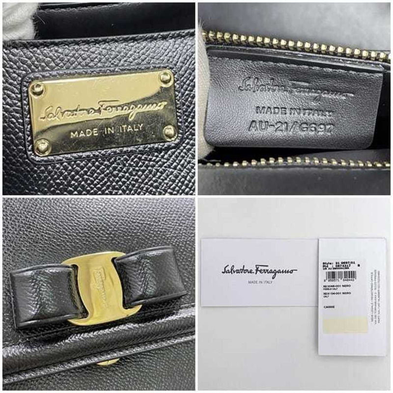 Salvatore Ferragamo Black Leather Handbag Shoulder Bag (Pre-Owned)