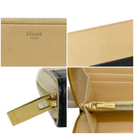 Celine Beige Black Gold Leather Long Wallet (Bi-Fold) (Pre-Owned)