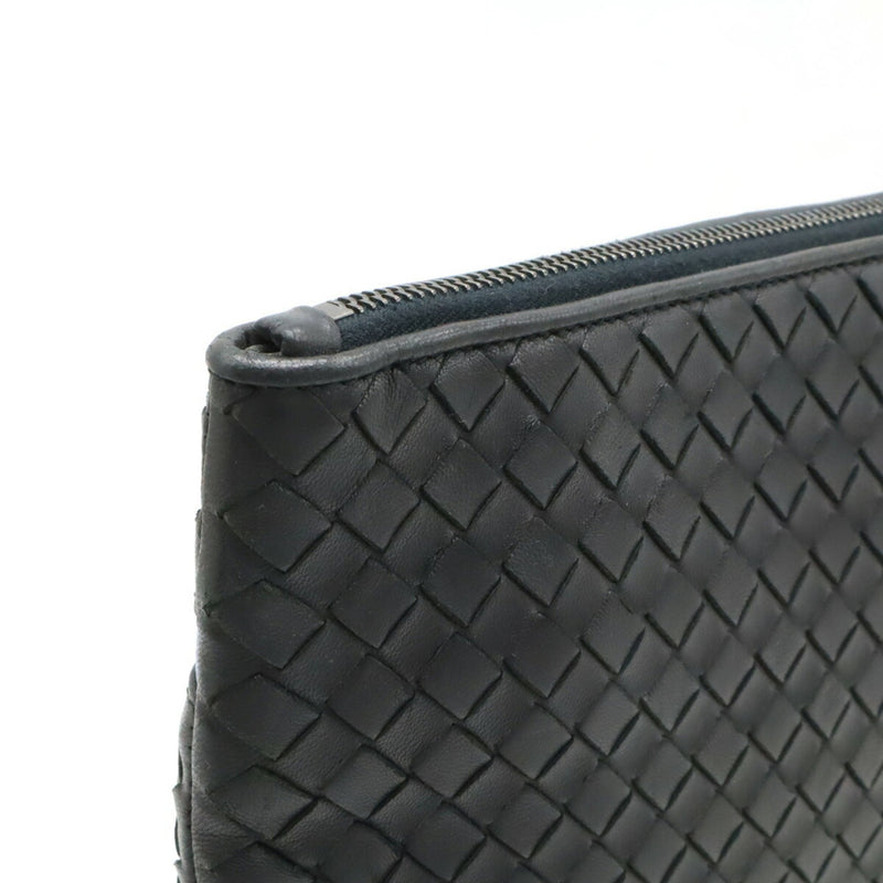 Bottega Veneta Intrecciato Black Blue Intrecciato Clutch Bag (Pre-Owned)