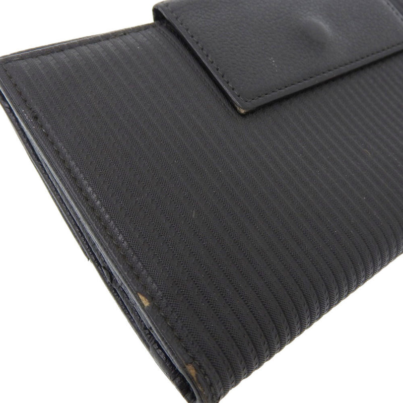 Bvlgari Millerighe Black Leather Long Wallet (Tri-Fold) (Pre-Owned)