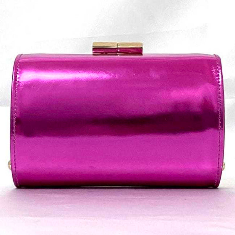 Jimmy Choo Metallic Pink Leather Clutch Bag Handbag (Pre-Owned)