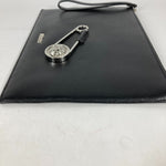 Unspecified Black Silver Leather Clutch Bag Pouch (Pre-Owned)