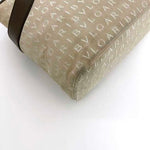 Bvlgari Logomania Beige Brown Canvas Leather Tote Bag (Pre-Owned)