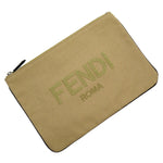 Fendi Beige Black Canvas Clutch Bag (Pre-Owned)