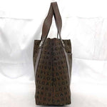 Bvlgari Logomania Brown Canvas Leather Handbag Tote Bag (Pre-Owned)