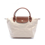 Longchamp Beige Brown Nylon Leather Tote Bag