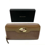 Bvlgari Beige Leather Long Wallet (Bi-Fold) (Pre-Owned)