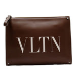 Valentino Garavani Brown Leather Clutch Bag (Pre-Owned)