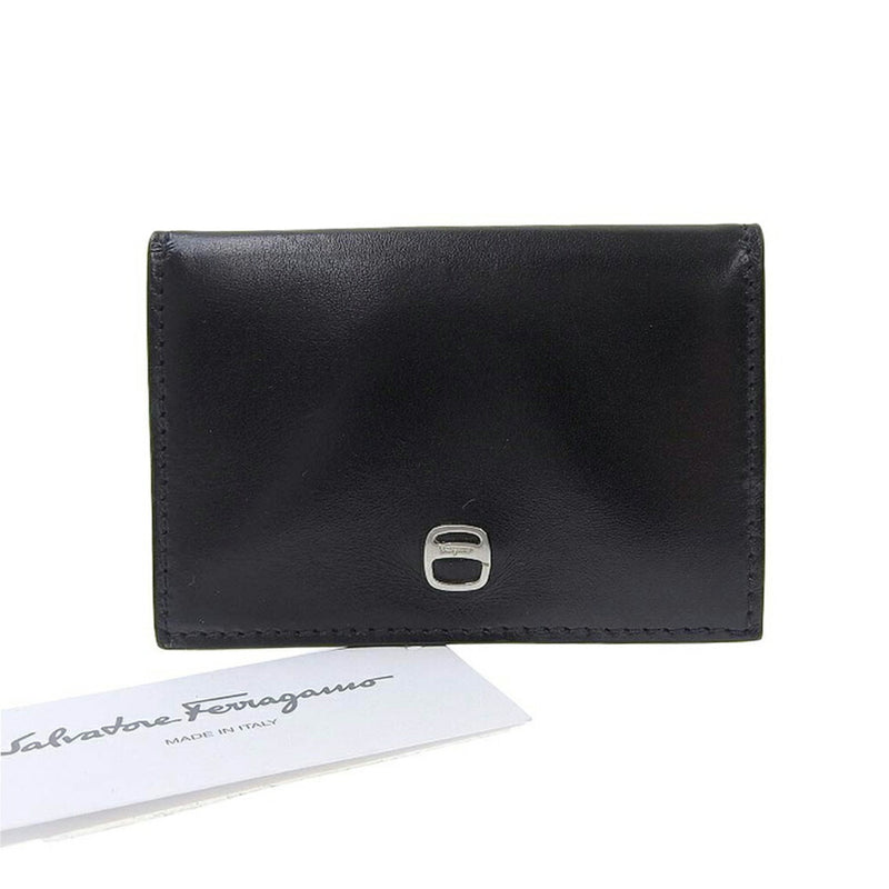 Salvatore Ferragamo Black Leather Coin Purse/Coin Case (Pre-Owned)