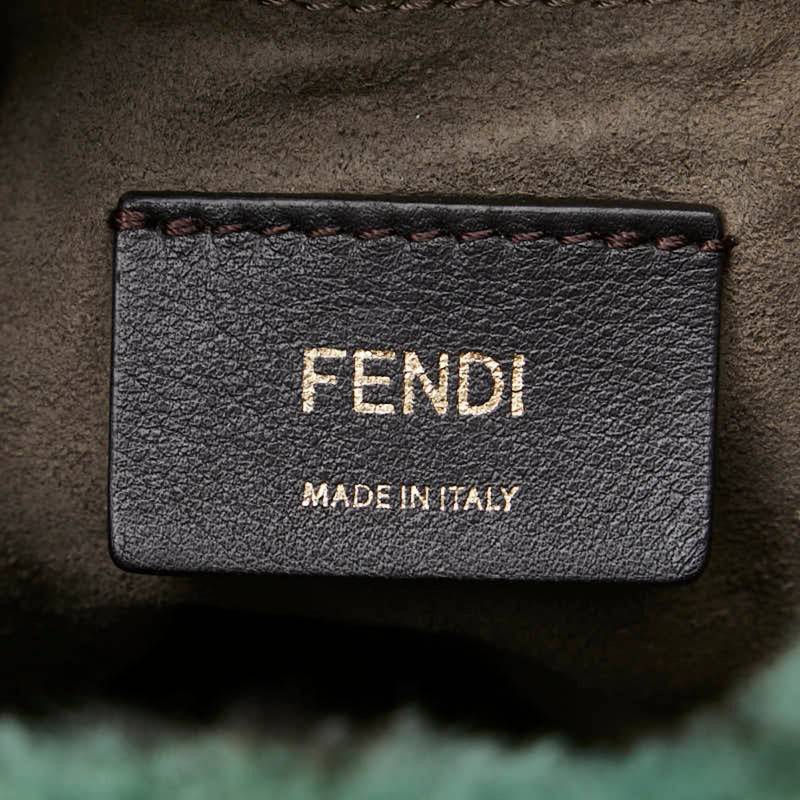 Fendi Black Green Fur Leather Shoulder Bag (Pre-Owned)