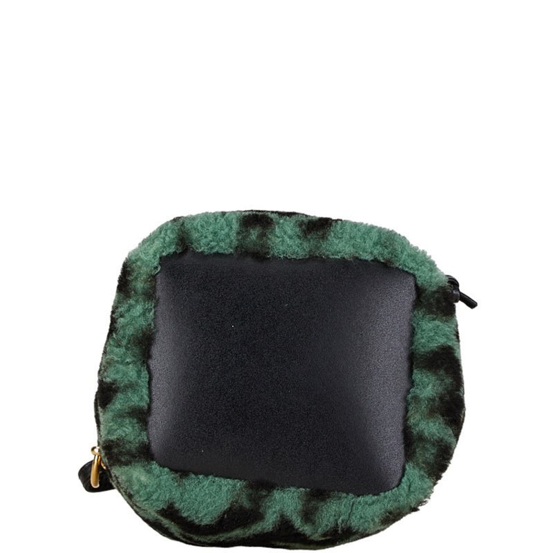 Fendi Black Green Fur Leather Shoulder Bag (Pre-Owned)