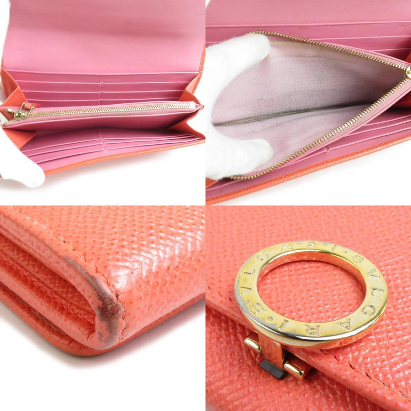 Bvlgari Salmon Pink Leather Long Wallet (Bi-Fold) (Pre-Owned)