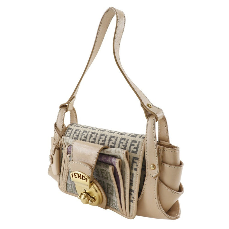 Fendi Beige Canvas Shoulder Bag (Pre-Owned)