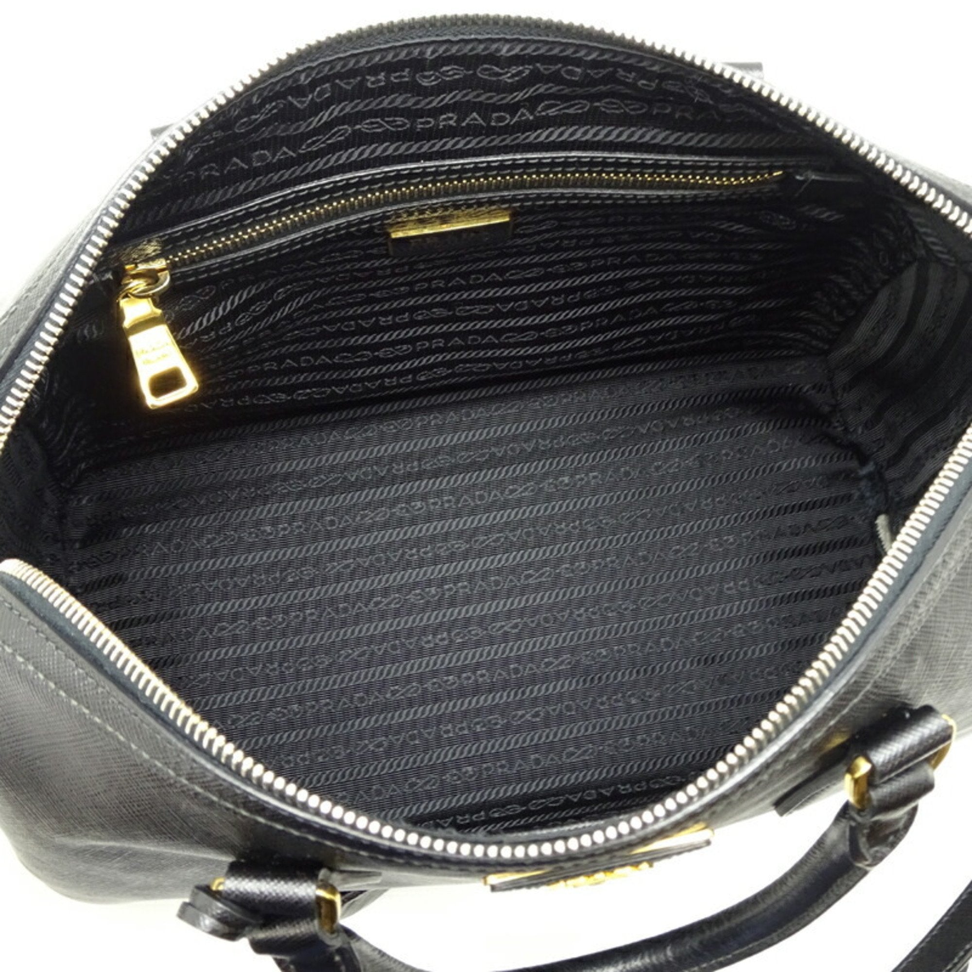 Prada Black Nero Leather Boston Bag Handbag (Pre-Owned)